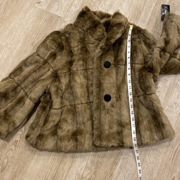 INC Swing coat NWT 3/4 sleeve faux fur by International Concept Brown Size Large - Picture 15 of 15